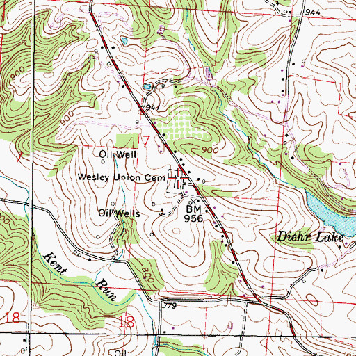Topographic Map of Wesley Union Cemetery, OH