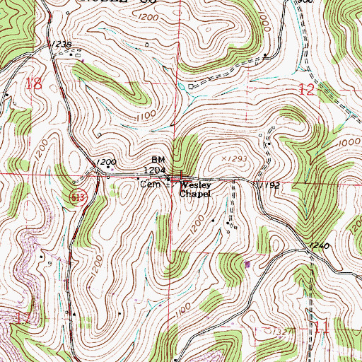 Topographic Map of Wesley Chapel, OH