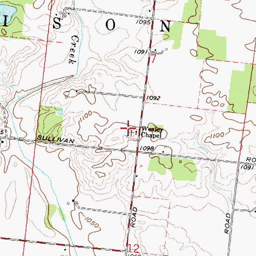 Topographic Map of Wesley Chapel, OH