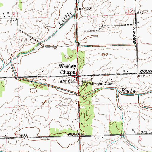 Topographic Map of Wesley Chapel, OH