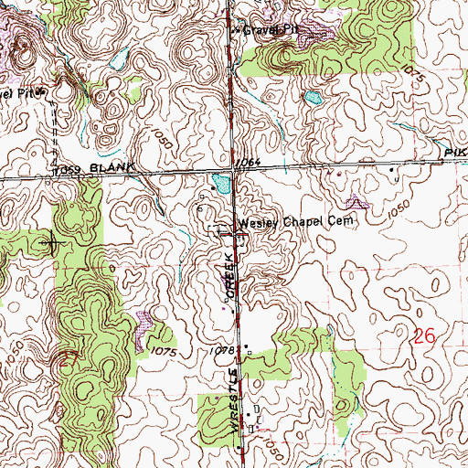 Topographic Map of Wesley Chapel Cemetery, OH