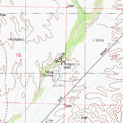Topographic Map of Rogers Well, AZ