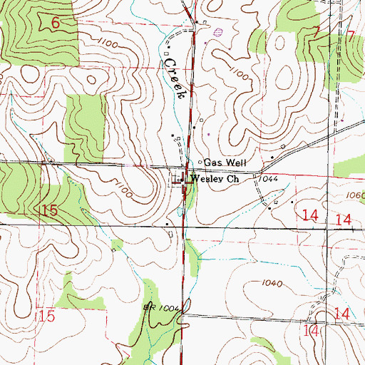 Topographic Map of Wesley Church, OH