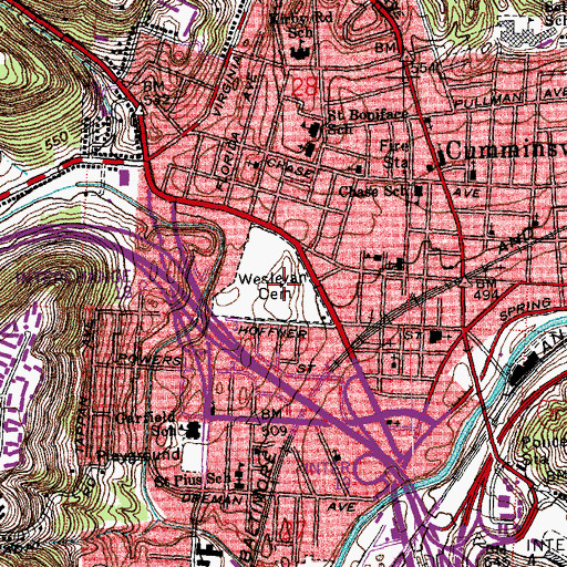 Topographic Map of Wesleyan Cemetery, OH