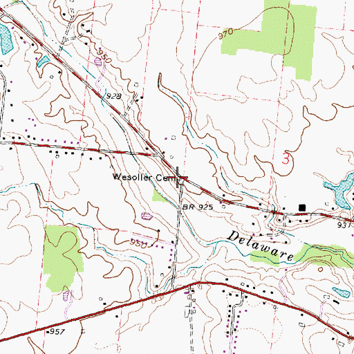 Topographic Map of Wesoller Cemetery, OH