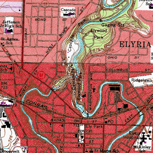 Topographic Map of West Branch Black River, OH