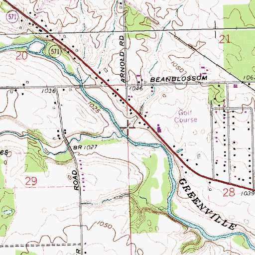 Topographic Map of West Branch Greenville Creek, OH