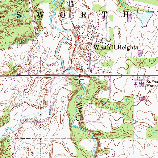 Topographic Map of West Branch Meander Creek, OH