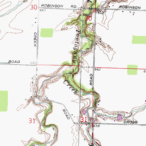 Topographic Map of West Branch Tontogany Creek, OH