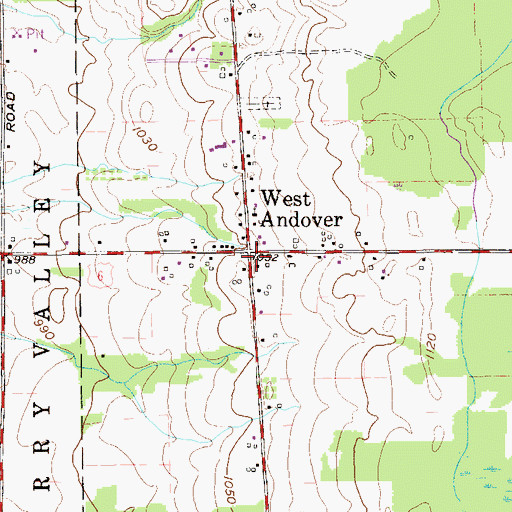 Topographic Map of West Andover, OH