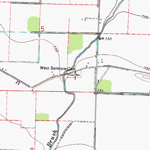 Topographic Map of West Belmore Cemetery, OH