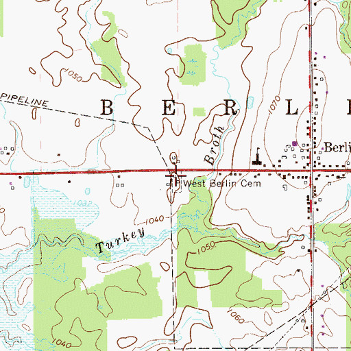 Topographic Map of West Berlin Cemetery, OH