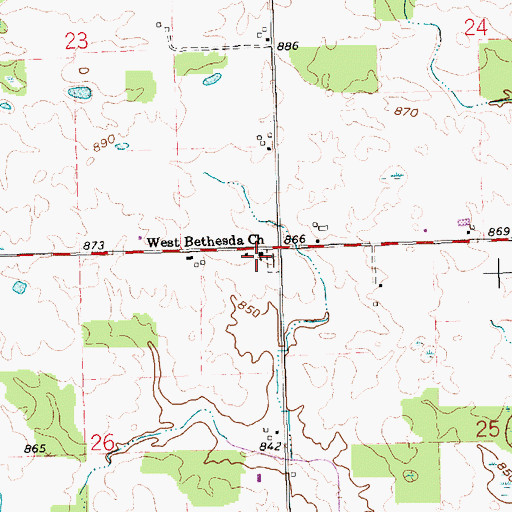 Topographic Map of West Bethesda Church, OH