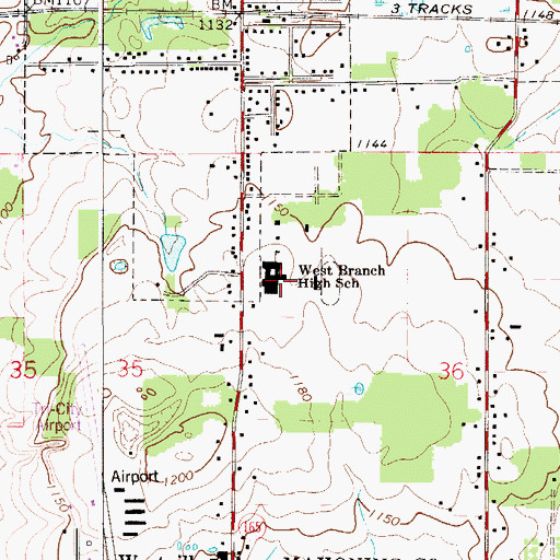 Topographic Map of West Branch High School, OH