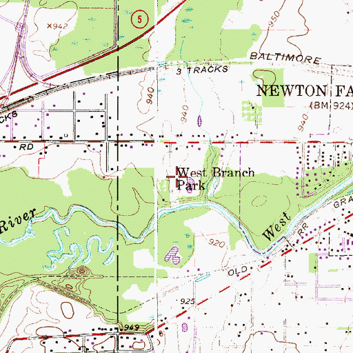 Topographic Map of West Branch Park, OH