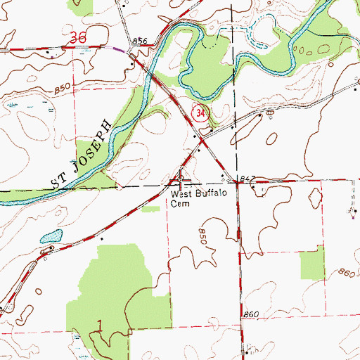 Topographic Map of West Buffalo Cemetery, OH