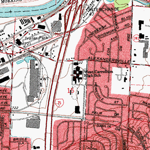 Topographic Map of West Carrollton High School, OH