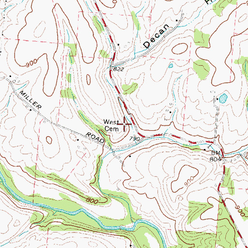 Topographic Map of West Cemetery, OH