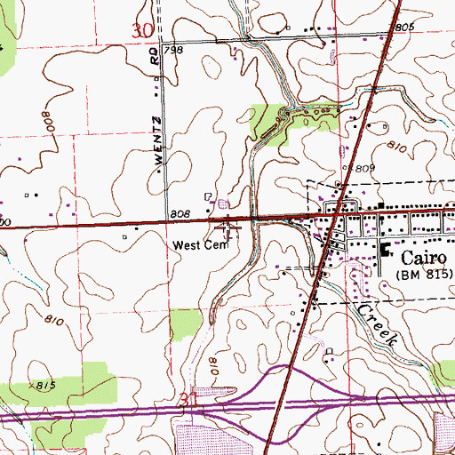 Topographic Map of West Cemetery, OH