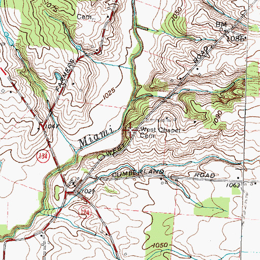 Topographic Map of West Chapel Cemetery, OH