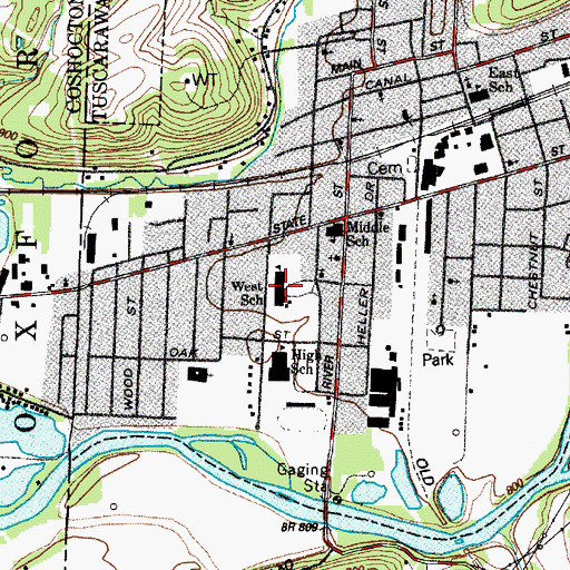 Topographic Map of West Elementary School, OH