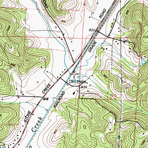 Topographic Map of West Fork Buckhorn Creek, OH