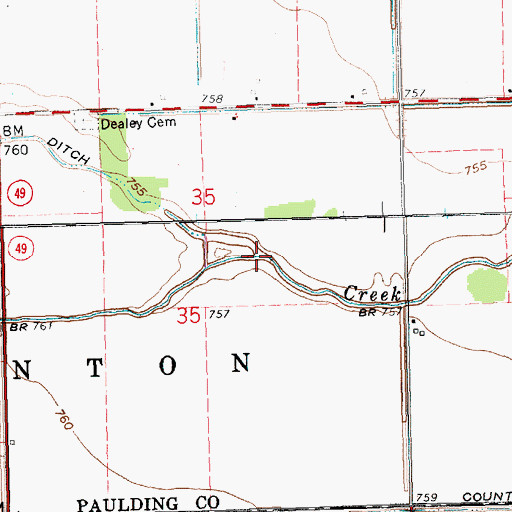 Topographic Map of West Fork Ditch, OH