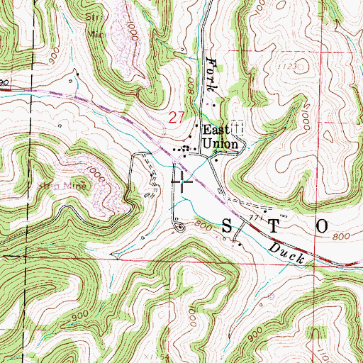 Topographic Map of West Fork East Fork Duck Creek, OH