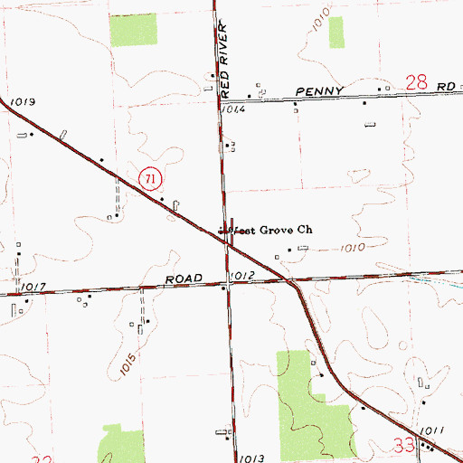Topographic Map of West Grove Church, OH
