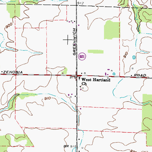 Topographic Map of West Hartland Church, OH