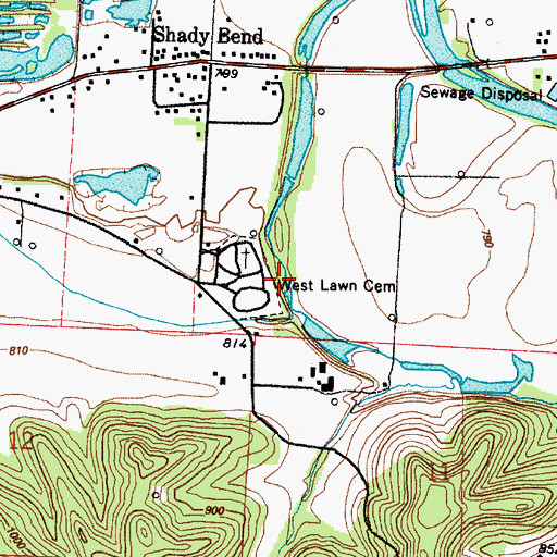 Topographic Map of West Lawn Cemetery, OH