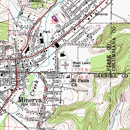 Topographic Map of West Lawn Cemetery, OH
