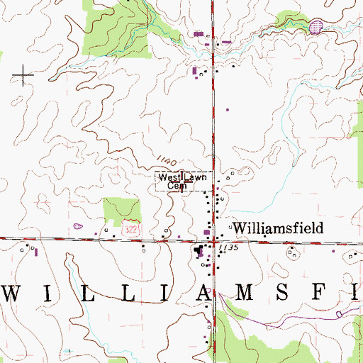 Topographic Map of West Lawn Cemetery, OH