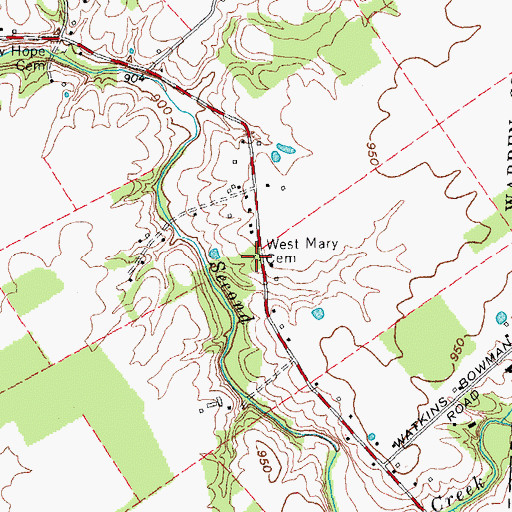 Topographic Map of West Mary Cemetery, OH
