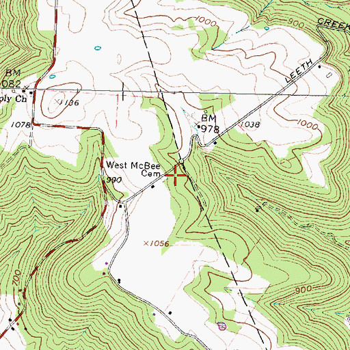 Topographic Map of West McBee Cemetery, OH