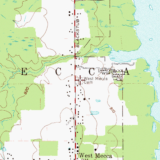 Topographic Map of West Mecca Cemetery, OH