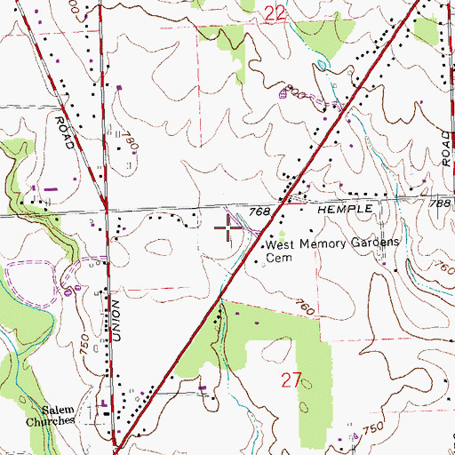 Topographic Map of West Memory Gardens Cemetery, OH