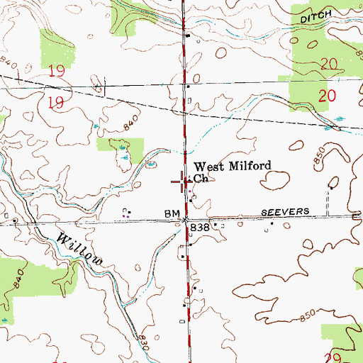 Topographic Map of West Milford Church, OH