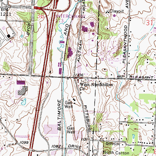 Topographic Map of West Nimishillen Church, OH