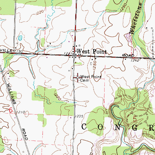 Topographic Map of West Point Cemetery, OH