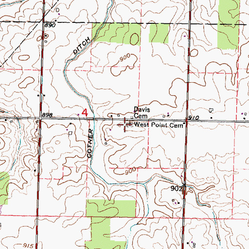 Topographic Map of West Point Cemetery, OH