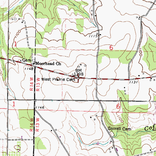 Topographic Map of West Prairie Cemetery, OH