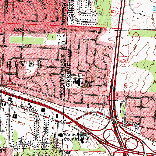 Topographic Map of West School, OH
