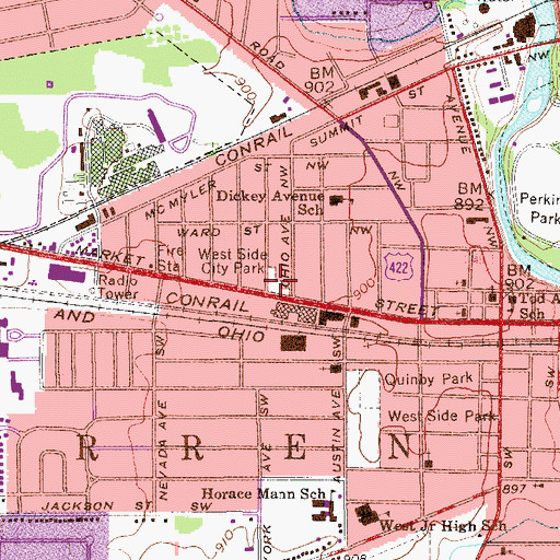 Topographic Map of West Side City Park, OH