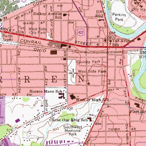 Topographic Map of West Side Park, OH