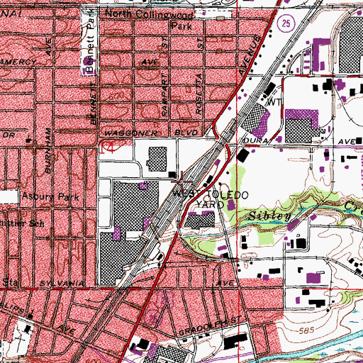 Topographic Map of West Toledo Yard, OH