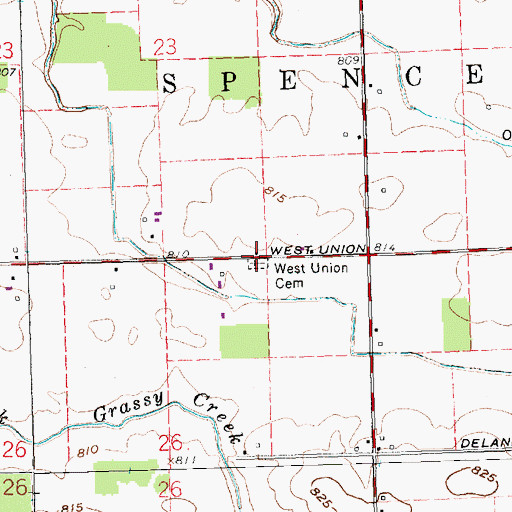 Topographic Map of West Union Cemetery, OH