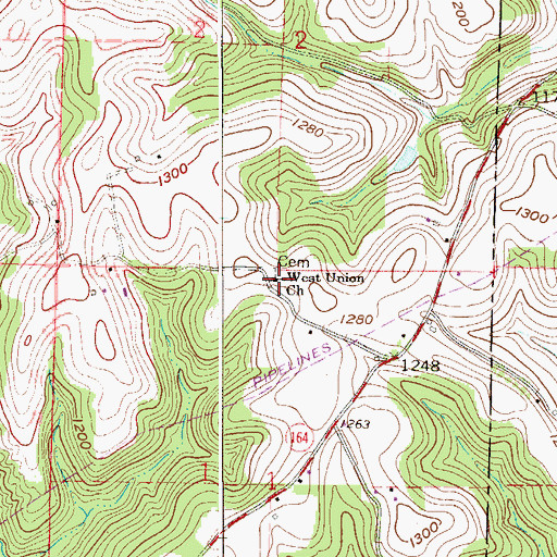 Topographic Map of West Union Church, OH