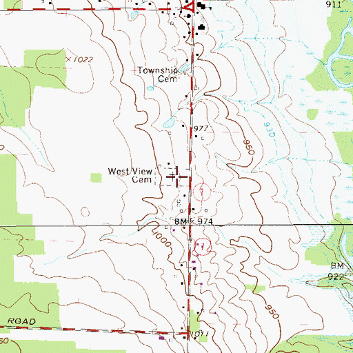 Topographic Map of West View Cemetery, OH