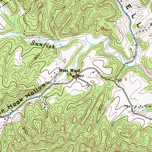 Topographic Map of West Wood Church, OH